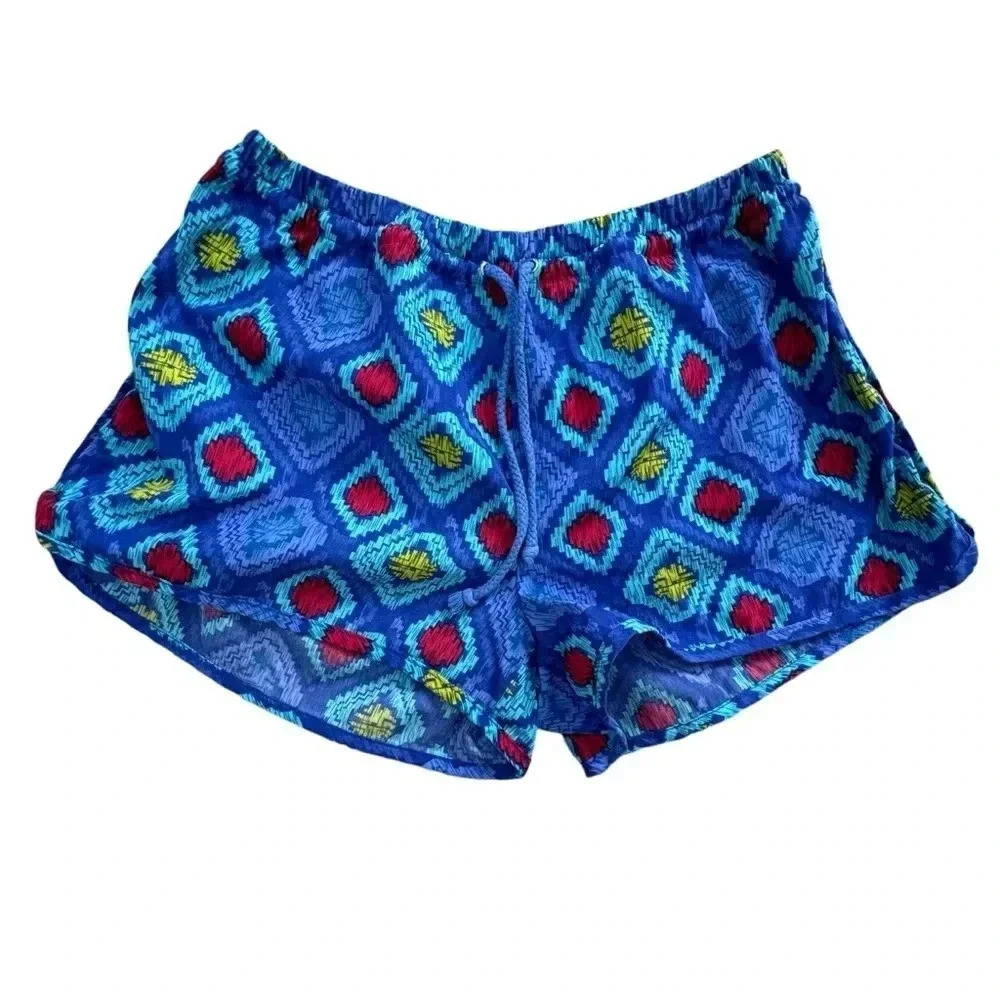 Cotton On Blue Low Rise Pajama Shorts Boho Print Beachy Pool Cover up - Picture 1 of 7